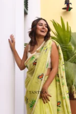 Pure Mull Cotton Butterfly Hand Printed Saree - Image 5