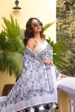 Pure Mull Cotton Chikonkari saree - Image 5