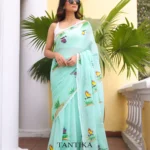 Pure Mull Cotton Butterfly Hand Printed Saree