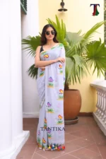 Pure Mull Cotton Butterfly Hand Printed Saree
