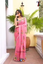 Pure Mull Cotton Butterfly Hand Printed Saree