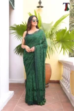 Pure Mull Cotton Chikonkari saree