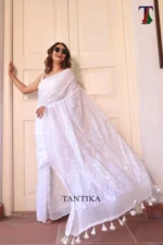 Pure Mull Cotton Chikonkari saree