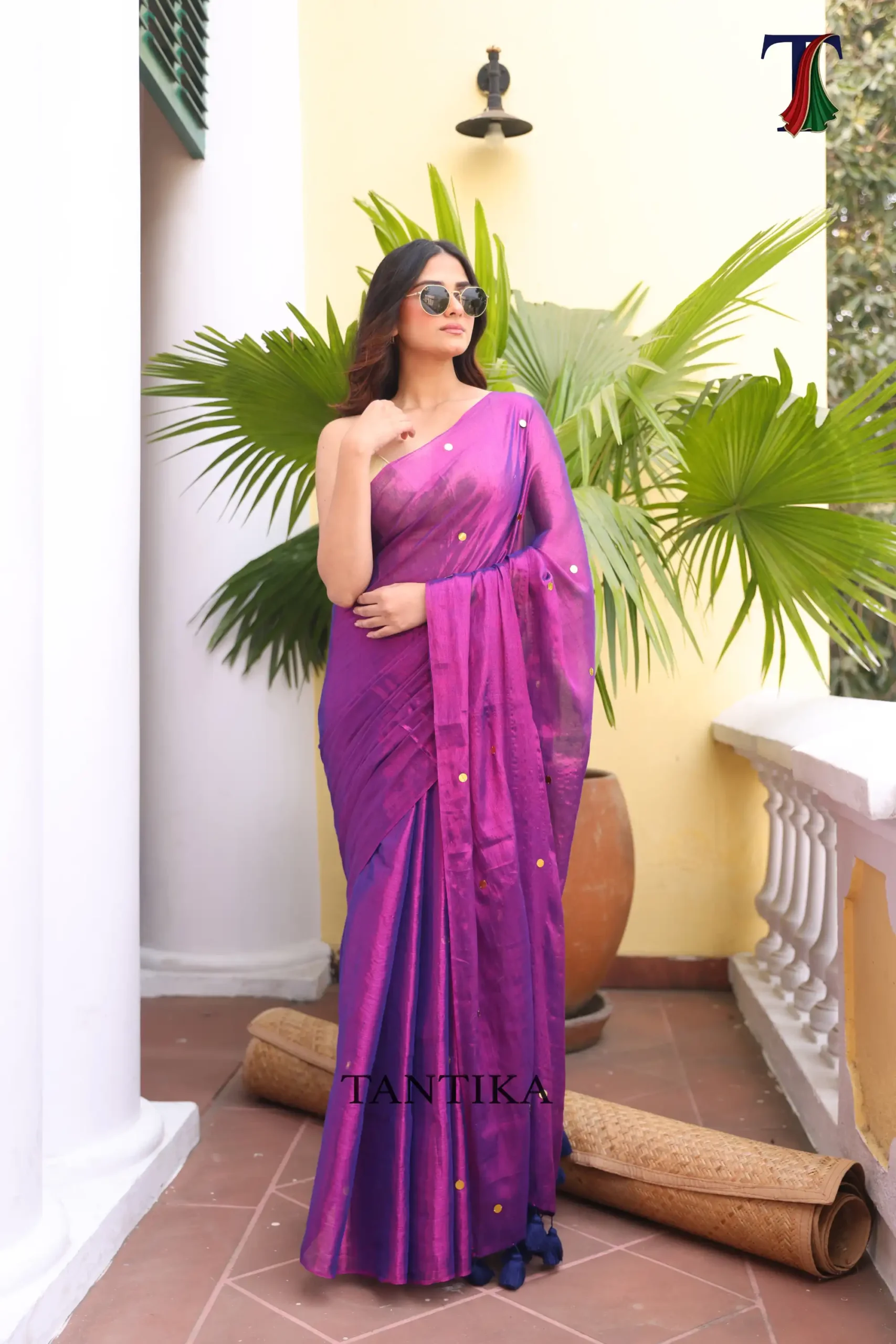 1 Pure Tissue Gini saree - Image 1