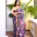 Pure lilen tissue saree
