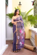 Pure lilen tissue saree