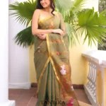 Pure lilen tissue saree