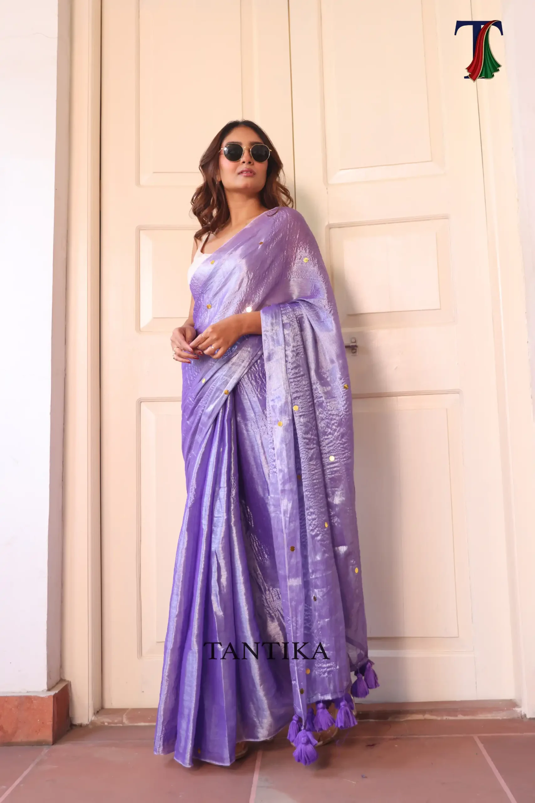 1 Pure Tissue Gini saree - Image 1