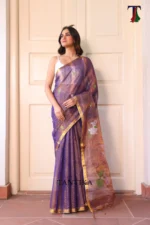 Pure lilen tissue saree
