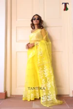 Pure Masline Rose Jamdani saree - Image 2