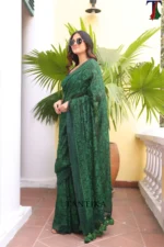 Pure Mull Cotton Chikonkari saree - Image 2