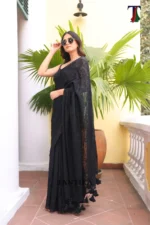 Pure Mull Cotton Chikonkari saree - Image 2