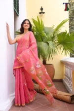 Pure lilen Tissue Saree - Image 2