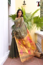 Pure Lilen Tissue Saree - Image 2