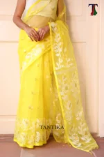 Pure Masline Rose Jamdani saree - Image 3