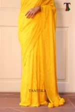 Pure Mull Cotton Chikonkari saree - Image 3