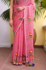Pure Mull Cotton Butterfly Hand Printed Saree - Image 3