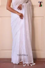 Pure Mull Cotton Chikonkari saree - Image 3