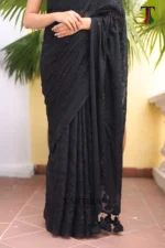 Pure Mull Cotton Chikonkari saree - Image 3
