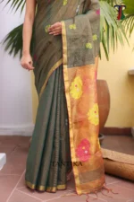 Pure Lilen Tissue Saree - Image 3