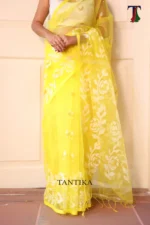 Pure Masline Rose Jamdani saree - Image 3