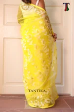 Pure Masline Rose Jamdani saree - Image 4