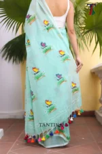 Pure Mull Cotton Butterfly Hand Printed Saree - Image 4