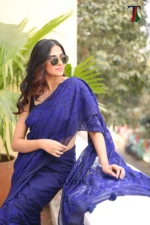 Pure Mull Cotton Chikonkari saree - Image 4