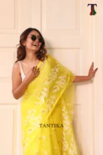 Pure Masline Rose Jamdani saree - Image 5