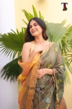 Pure Lilen Tissue Saree - Image 5