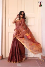 Pure lilen tissue saree