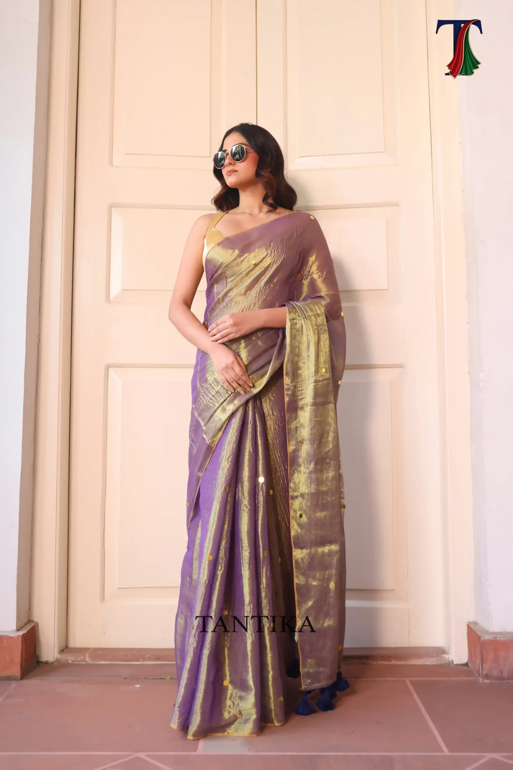 a Pure Tissue Gini saree - Image 1