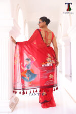 Bharatanatyam The Handpainted Mul Cotton Saree - Image 4
