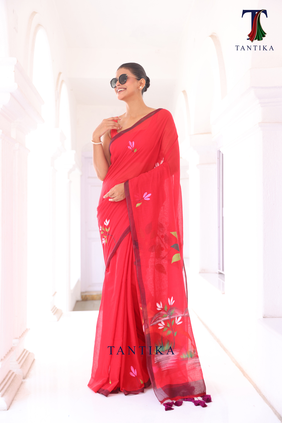 ss (123) Shakuntala The Handpainted Mul Cotton Saree - Image 1