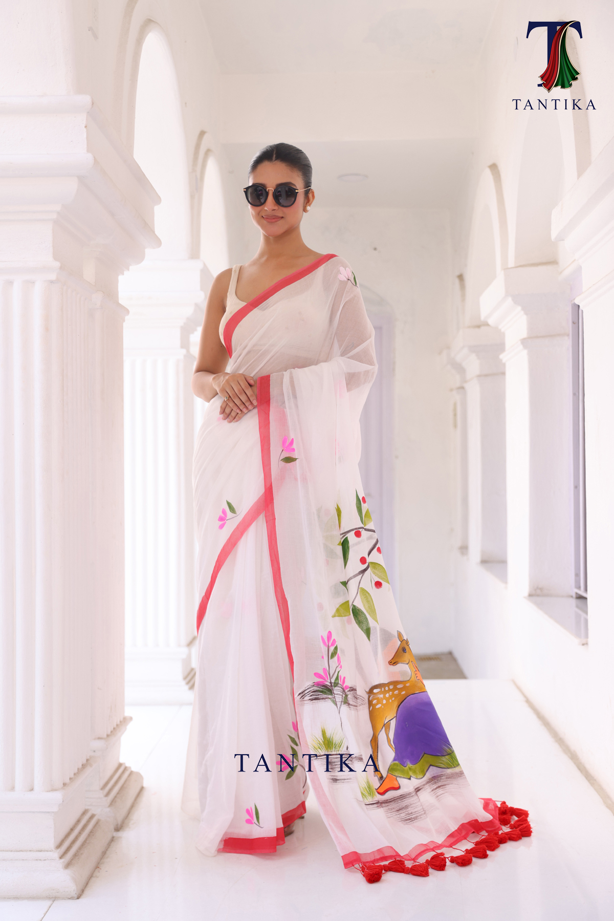 ss (144) Shakuntala The Handpainted Mul Cotton Saree - Image 1