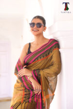 South Charm Tissue Cotton Saree with Traditional Border - Image 5
