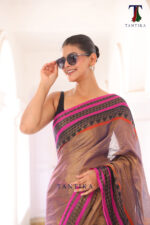 South Charm Tissue Cotton Saree with Traditional Border - Image 4