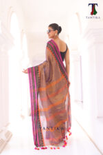 South Charm Tissue Cotton Saree with Traditional Border - Image 3