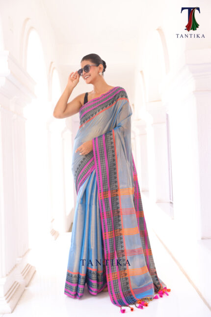 South Charm Tissue Cotton Saree with Traditional Border