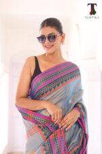 South Charm Tissue Cotton Saree with Traditional Border - Image 5