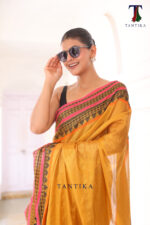 South Charm Tissue Cotton Saree with Traditional Border - Image 5
