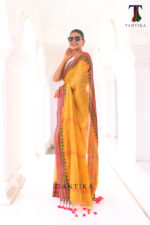 South Charm Tissue Cotton Saree with Traditional Border - Image 3