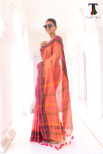 South Charm Tissue Cotton Saree with Traditional Border - Image 3
