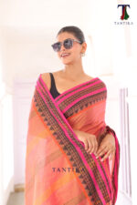 South Charm Tissue Cotton Saree with Traditional Border - Image 5