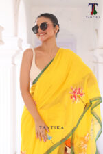Bharatanatyam The Handpainted Mul Cotton Saree - Image 5