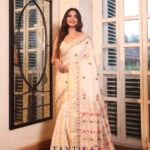 Cream Authentic Tassar Banarasi Saree