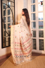 Cream Authentic Tassar Banarasi Saree - Image 4