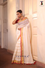 Cream Pure Jayashree Linen Silk Saree