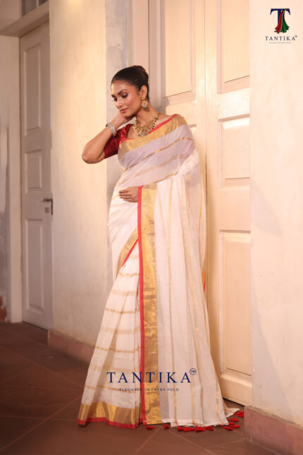 Cream Pure Jayashree Linen Silk Saree