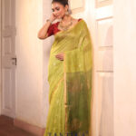 Olive Green Pure Jayashree Linen Silk Saree